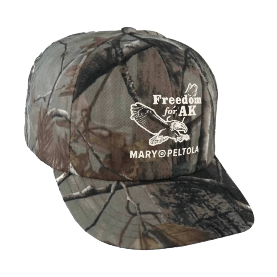 The camouflage Freedom for Alaska cap with an eagle.